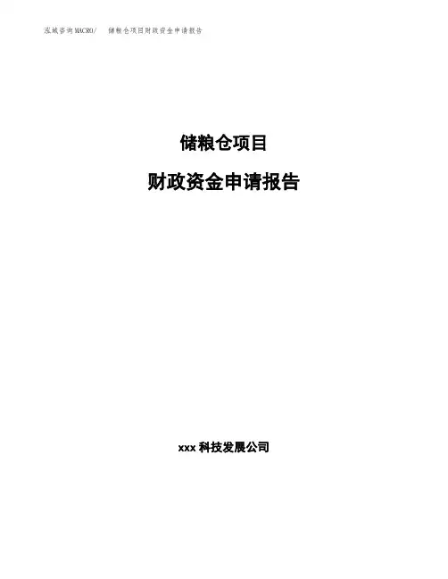 储粮仓项目财政资金申请报告