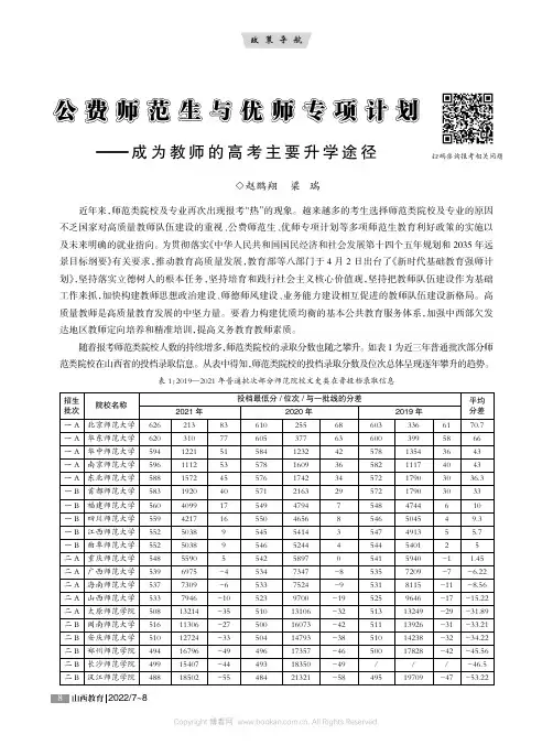 公费师范生与优师专项计划——成为教师的高考主要升学途径