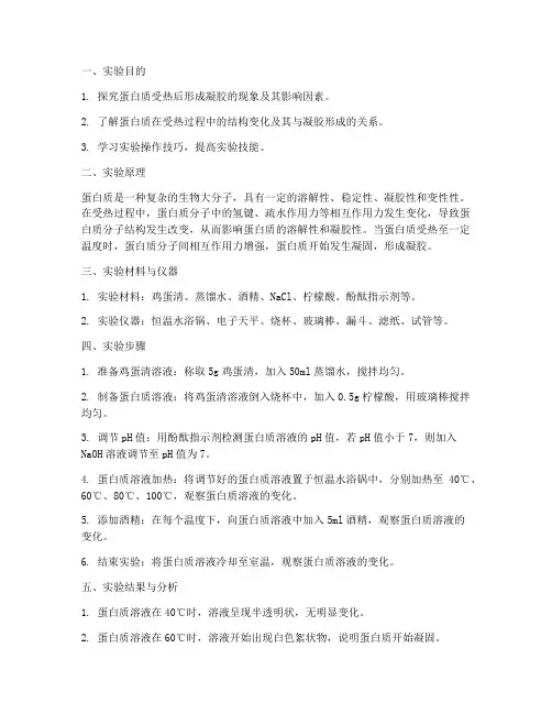 蛋白受热凝胶实验报告