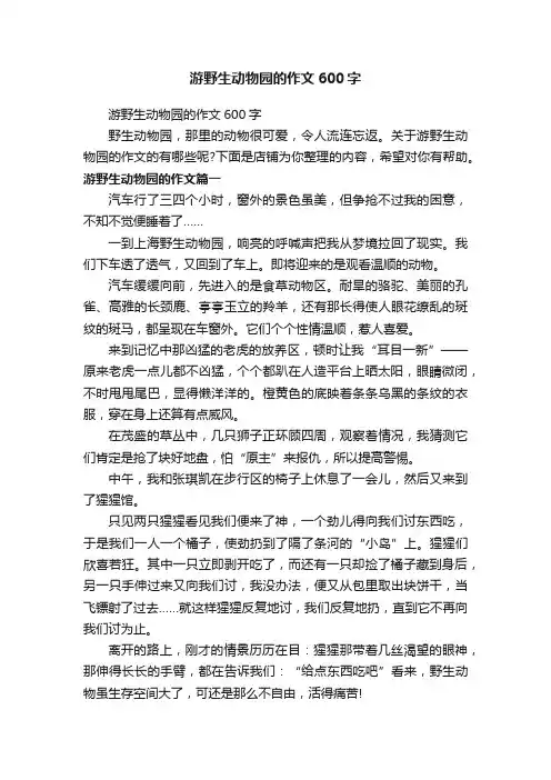 游野生动物园的作文600字