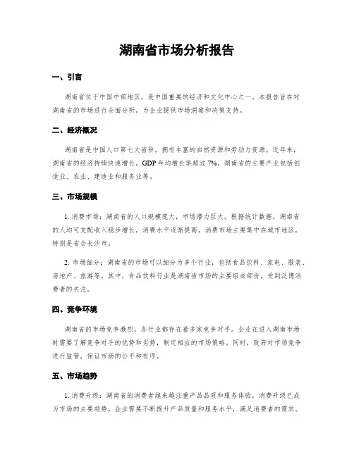湖南省市场分析报告