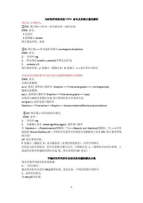 与时间序列相关的STATA_命令及其统计量的解析资料
