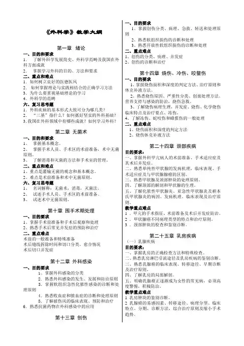 外科学(上)精简大纲