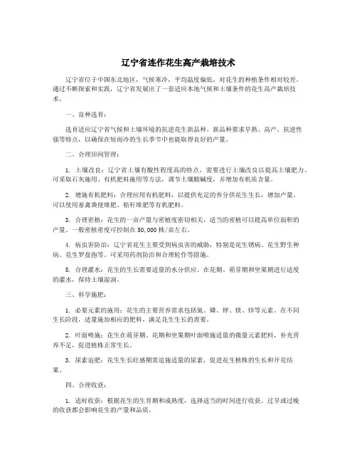 辽宁省连作花生高产栽培技术