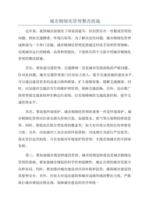 城市精细化管理整改措施