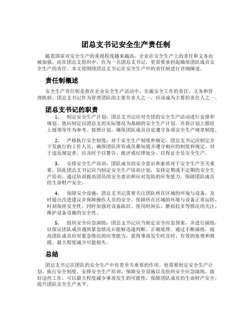 团总支书记安全生产责任制