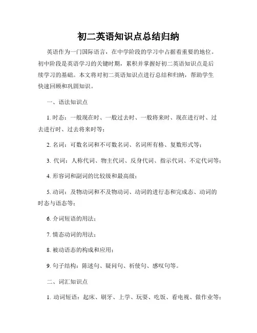 初二英语知识点总结归纳