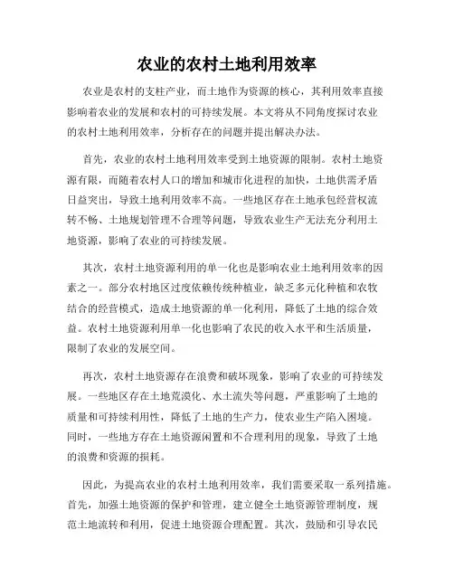 农业的农村土地利用效率