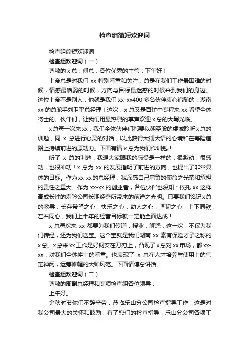 检查组简短欢迎词