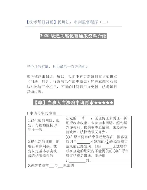 【法考每日背诵】民诉法：审判监督程序(二)