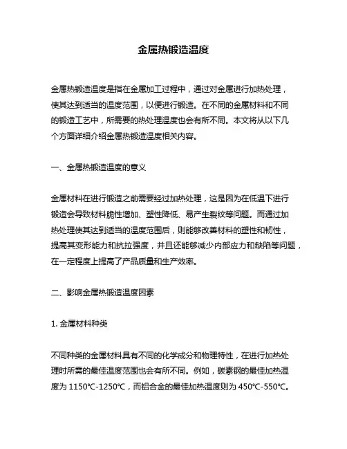 金属热锻造温度