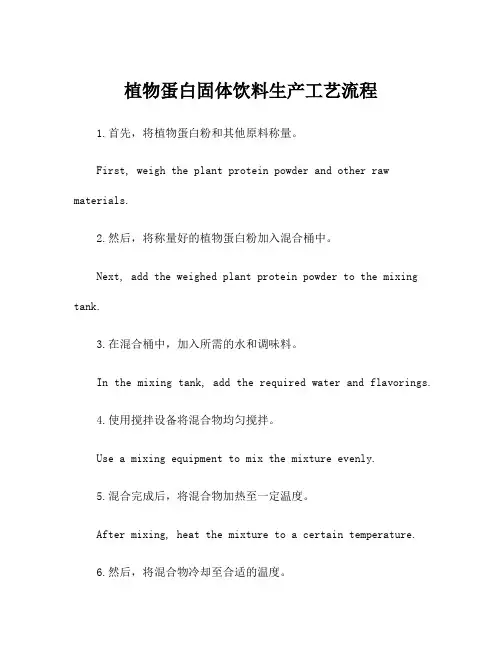 植物蛋白固体饮料生产工艺流程