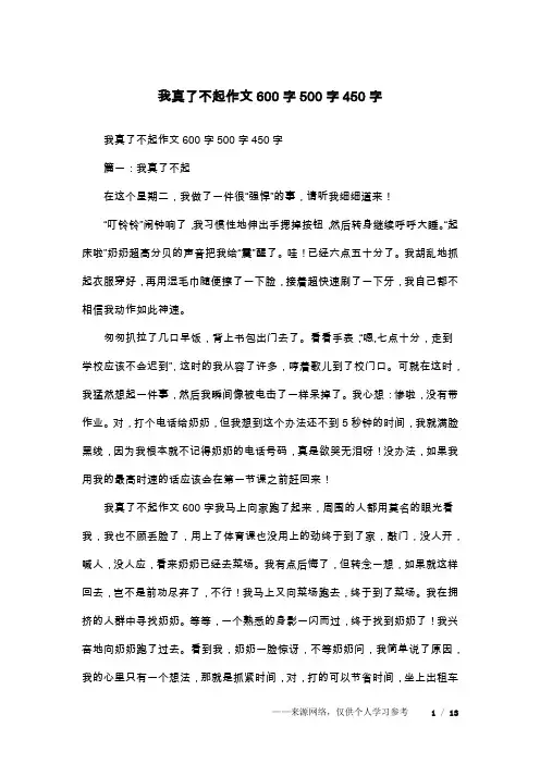 我真了不起作文600字500字450字