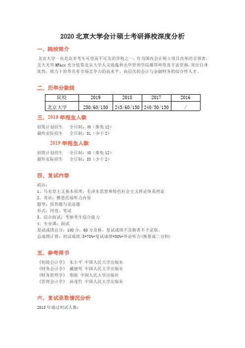 2020北京大学会计硕士考研择校深度分析(简介、分数线、招生人数、复试内容、参考书、复试录取分析)