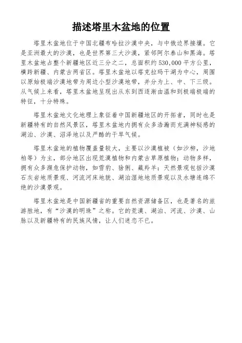 描述塔里木盆地的位置