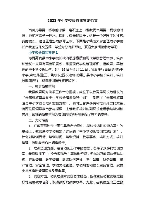 2023年小学校长自我鉴定范文五篇