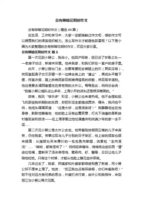 总有柳暗花明时作文
