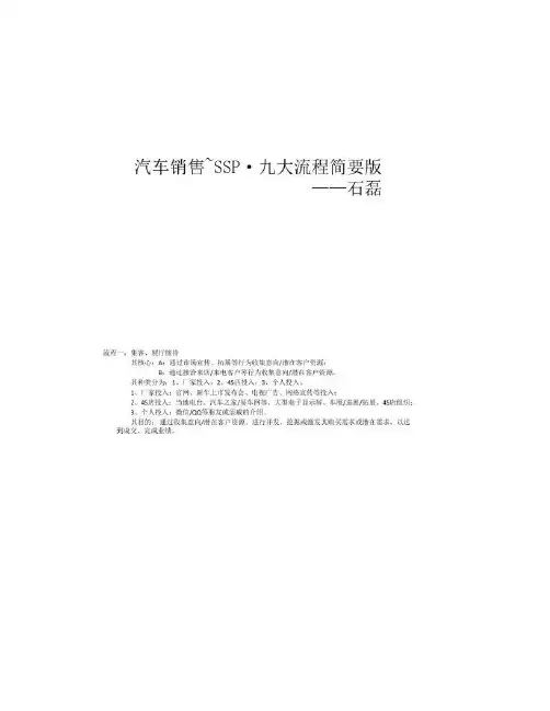 汽车销售-SSP九大流程(精)