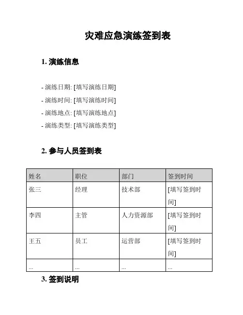 灾难应急演练签到表
