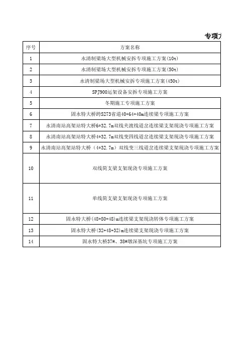 专家审评的专项施工方案台账(1)