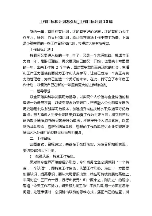 工作目标和计划怎么写_工作目标计划10篇