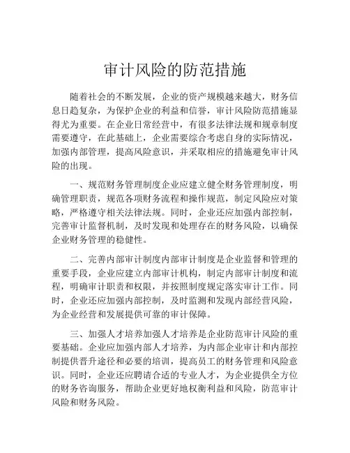 审计风险的防范措施