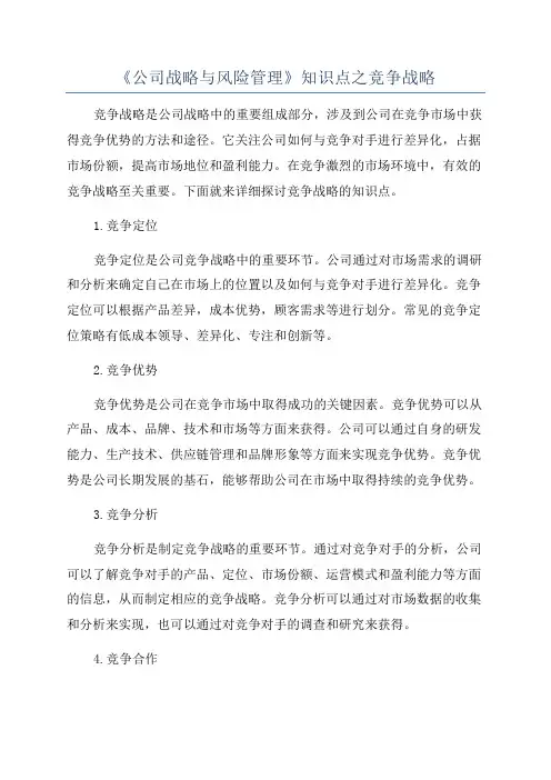 《公司战略与风险管理》知识点之竞争战略