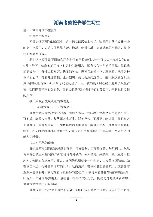 湖南考察报告学生写生