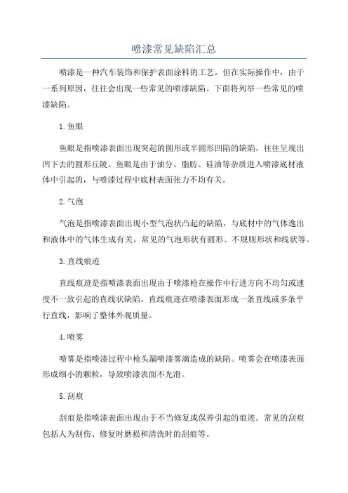 喷漆常见缺陷汇总