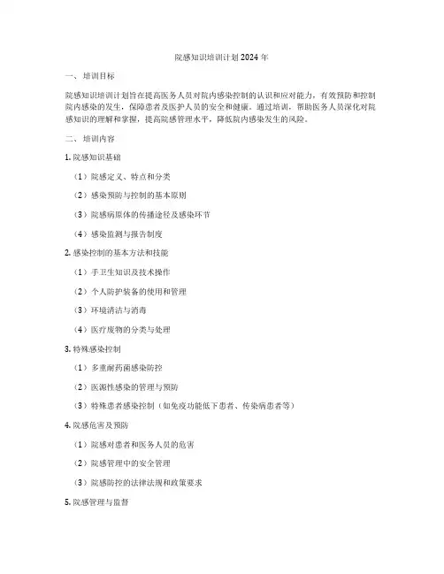 院感知识培训计划2024年