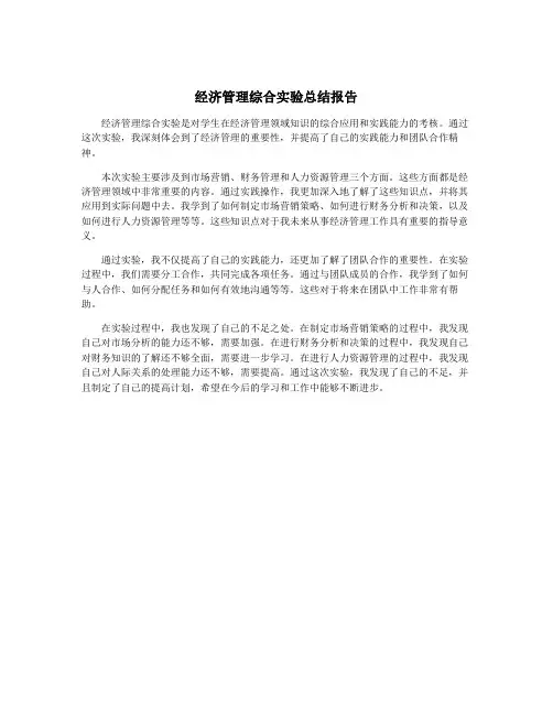 经济管理综合实验总结报告