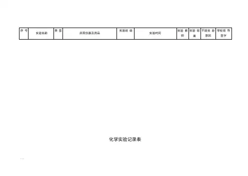 初中化学实验记录表