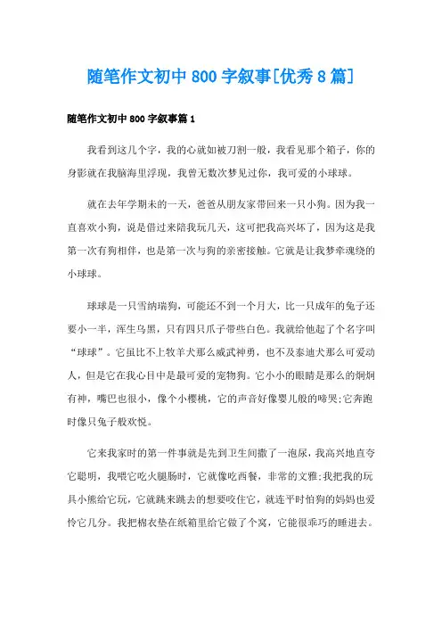 随笔作文初中800字叙事[优秀8篇]