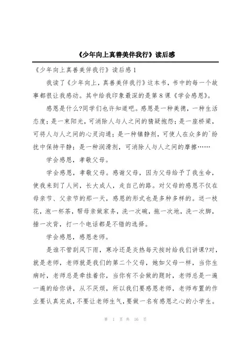 《少年向上真善美伴我行》读后感