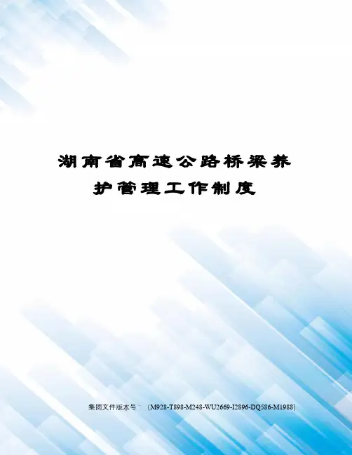 湖南省高速公路桥梁养护管理工作制度