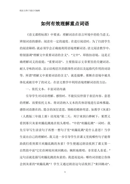 如何有效理解重点词语