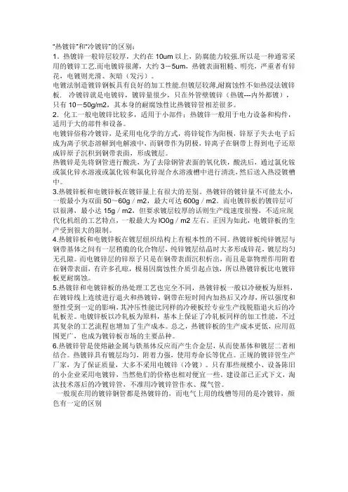 冷轧镀锌和热镀锌有什么区别？基材材质DX51D+Z和DX51D有什么区别？