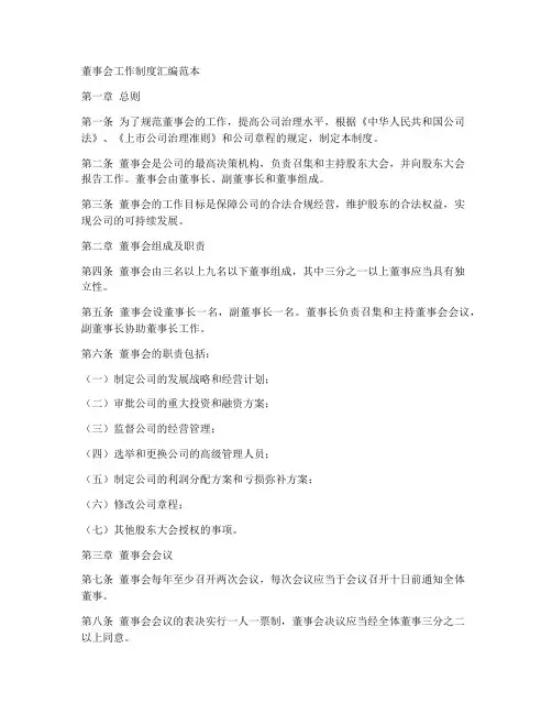 董事会工作制度汇编范本