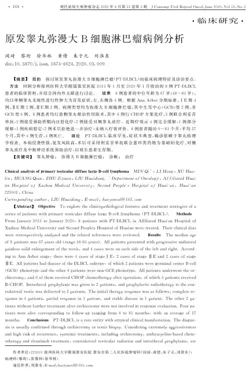 原发睾丸弥漫大B细胞淋巴瘤病例分析