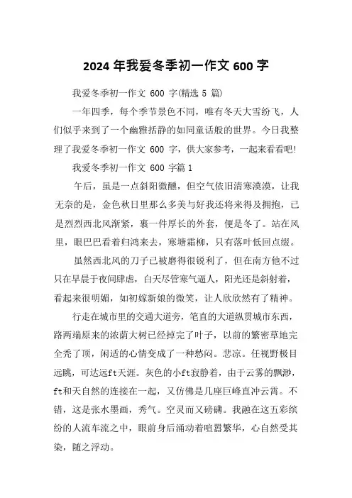 2024年我爱冬季初一作文600字