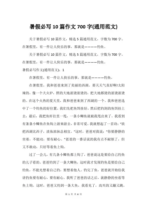 暑假必写10篇作文700字(通用范文)