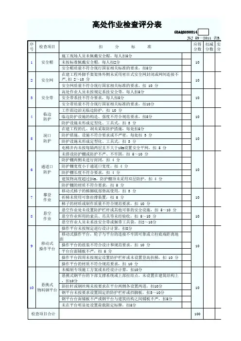 13.高处作业检查评分表