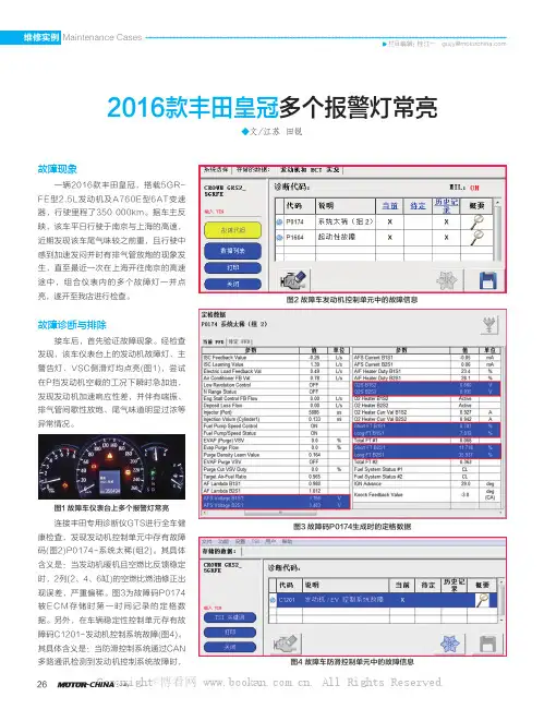 2016款丰田皇冠多个报警灯常亮