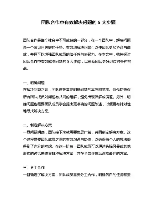 团队合作中有效解决问题的5大步骤