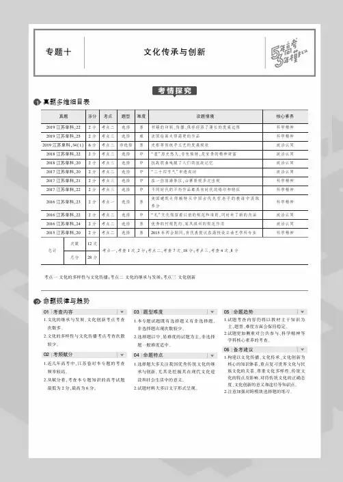 (江苏专用)2020届高考政治一轮复习专题十文化传承与创新教师用书(PDF,含解析)