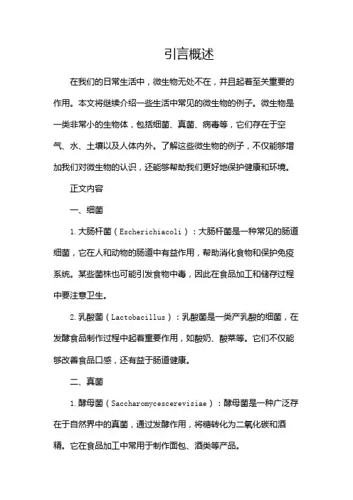 生活中微生物的例子(两篇)