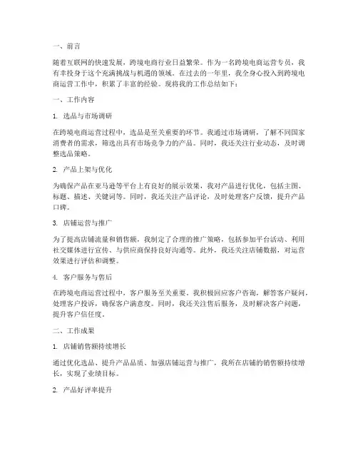 跨境电商运营个人工作总结