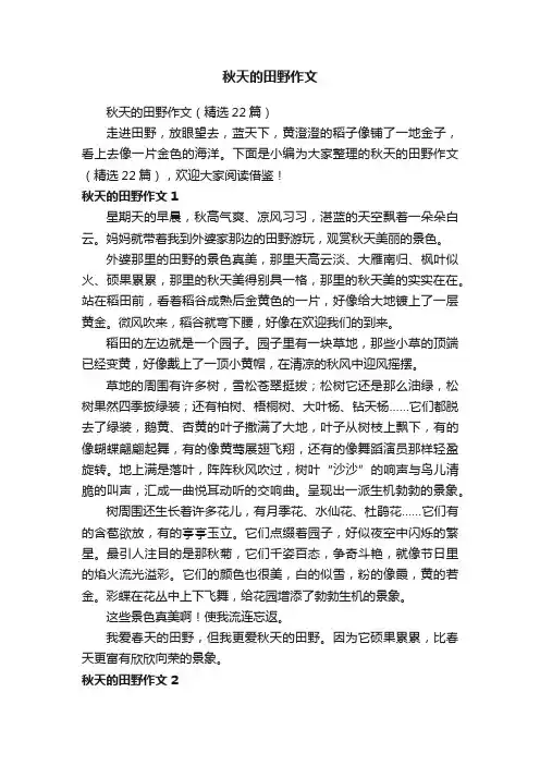 秋天的田野作文