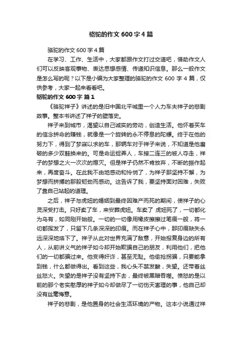 骆驼的作文600字4篇
