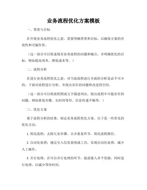 业务流程优化方案模板